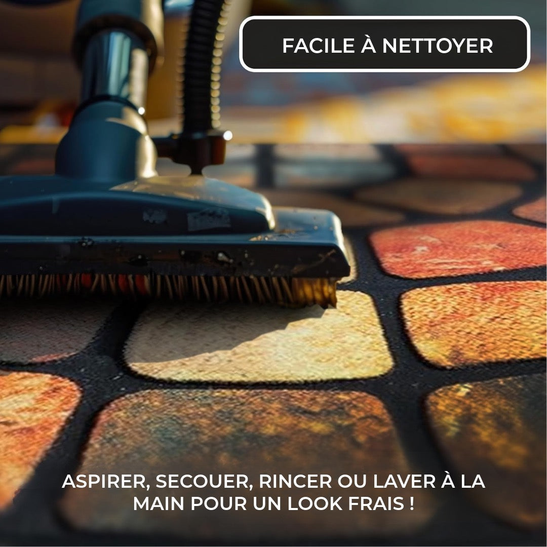 Tapis d'entrée demi-lune style bohème – Antidérapant & Doux