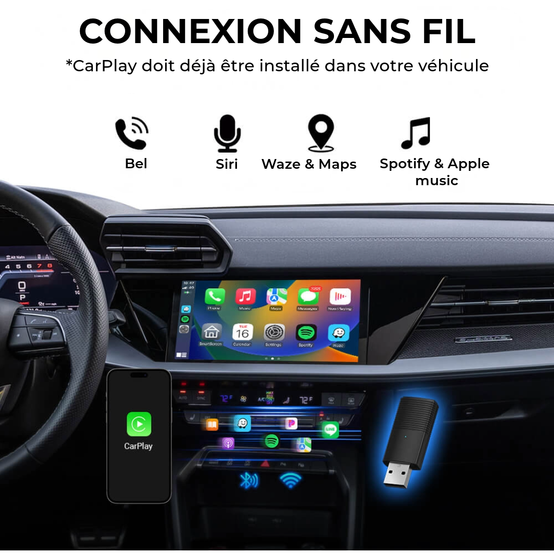 Mini Adaptateur CarPlay Sans Fil