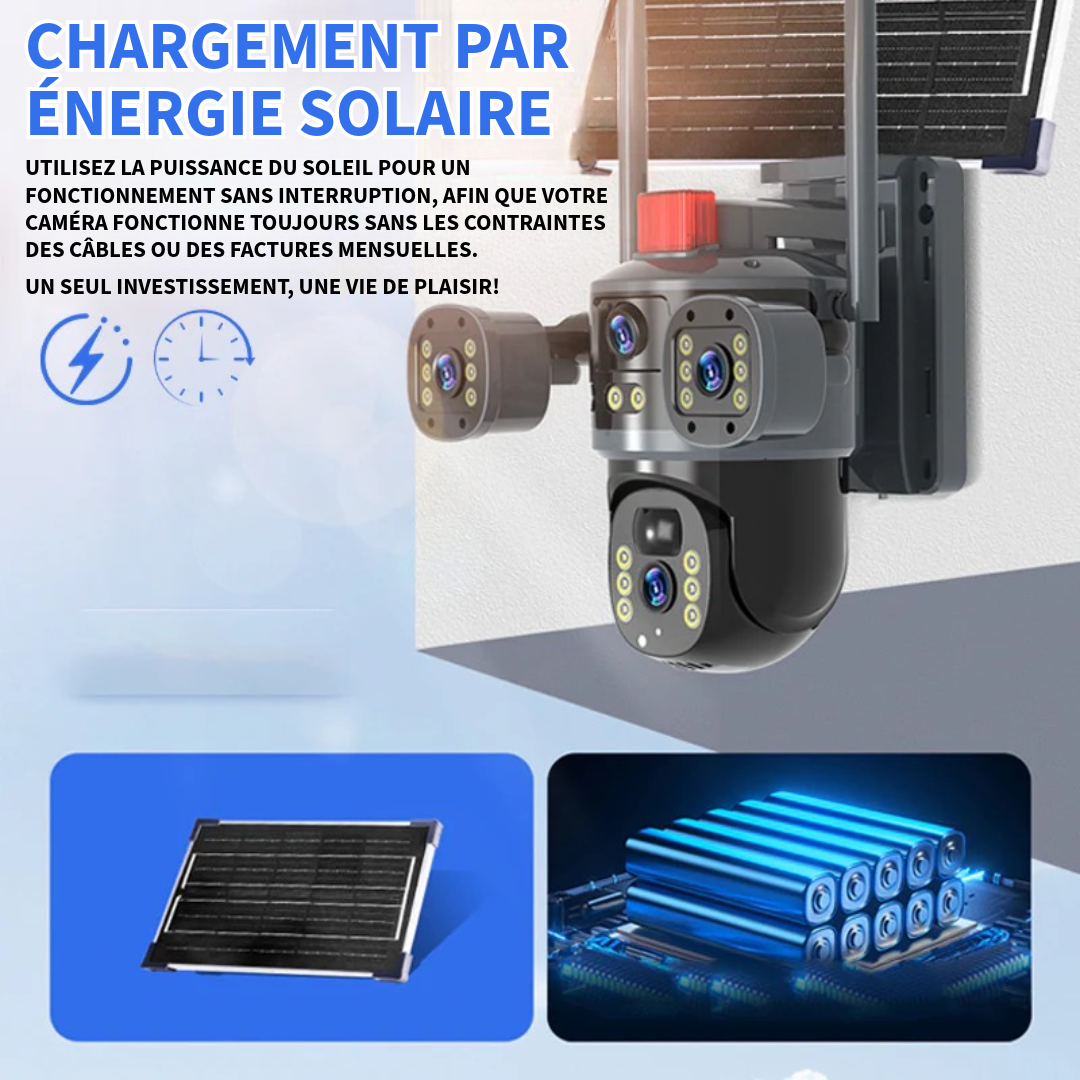 Caméra Dome Solaire à Triple Objectif