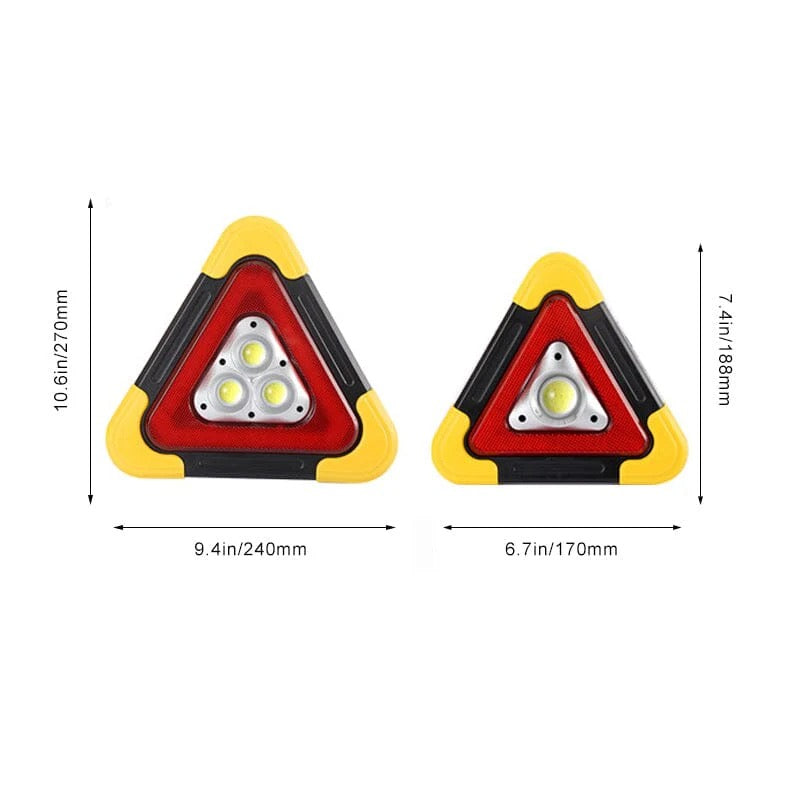Triangle de signalisation LED 2-en-1 à énergie solaire