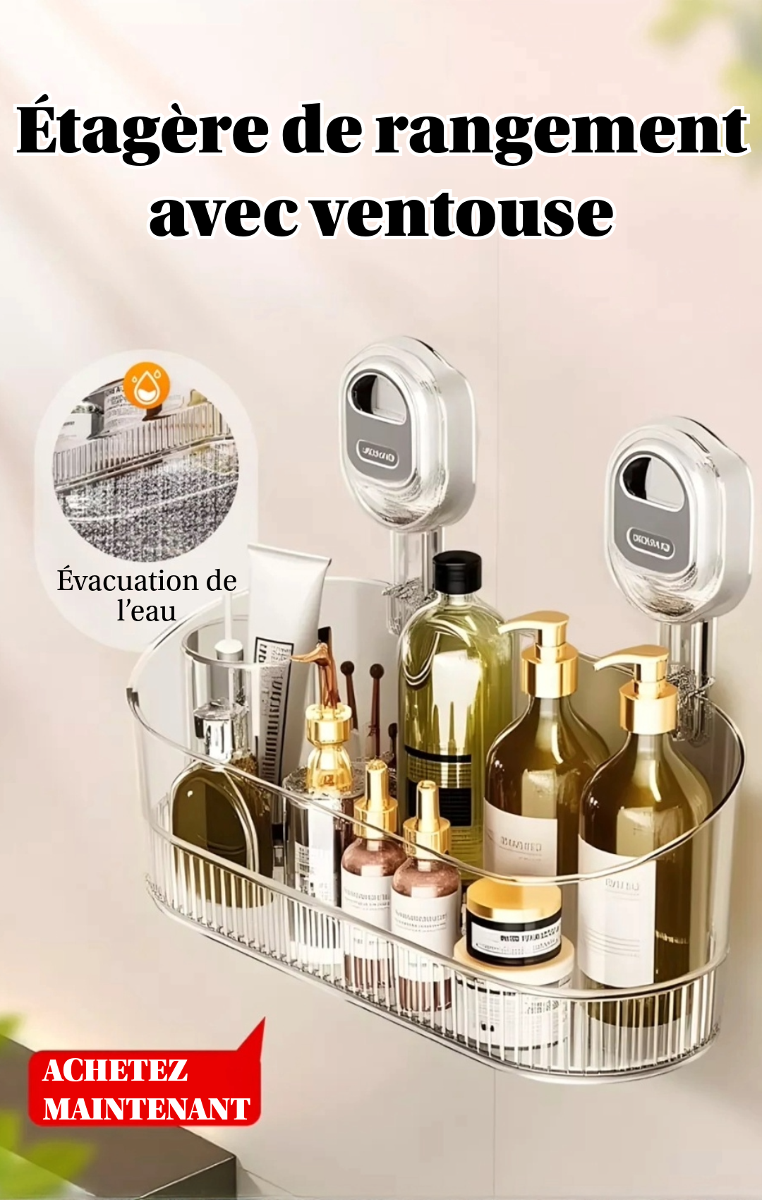 Étagère de rangement avec ventouse