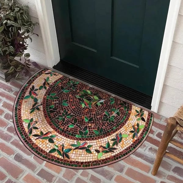 Tapis d'entrée demi-lune style bohème – Antidérapant & Doux