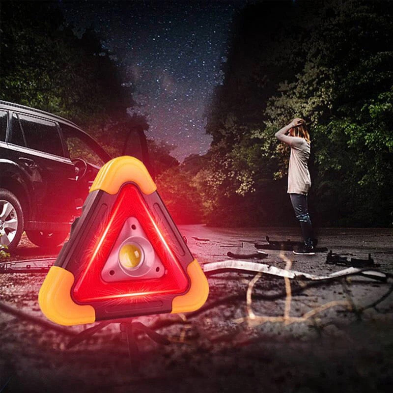 Triangle de signalisation LED 2-en-1 à énergie solaire