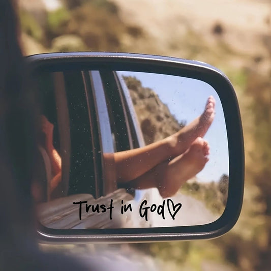 Autocollant rétroviseur "Trust in God"
