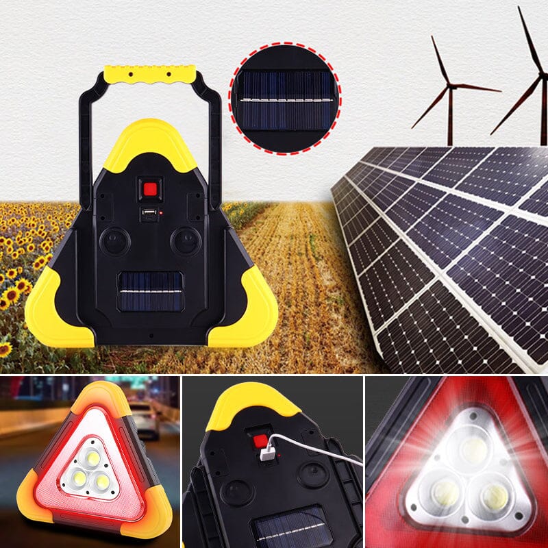 Triangle de signalisation LED 2-en-1 à énergie solaire