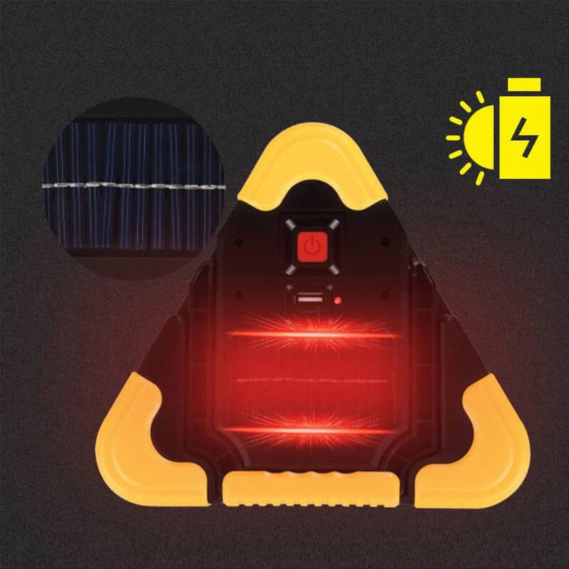 Triangle de signalisation LED 2-en-1 à énergie solaire