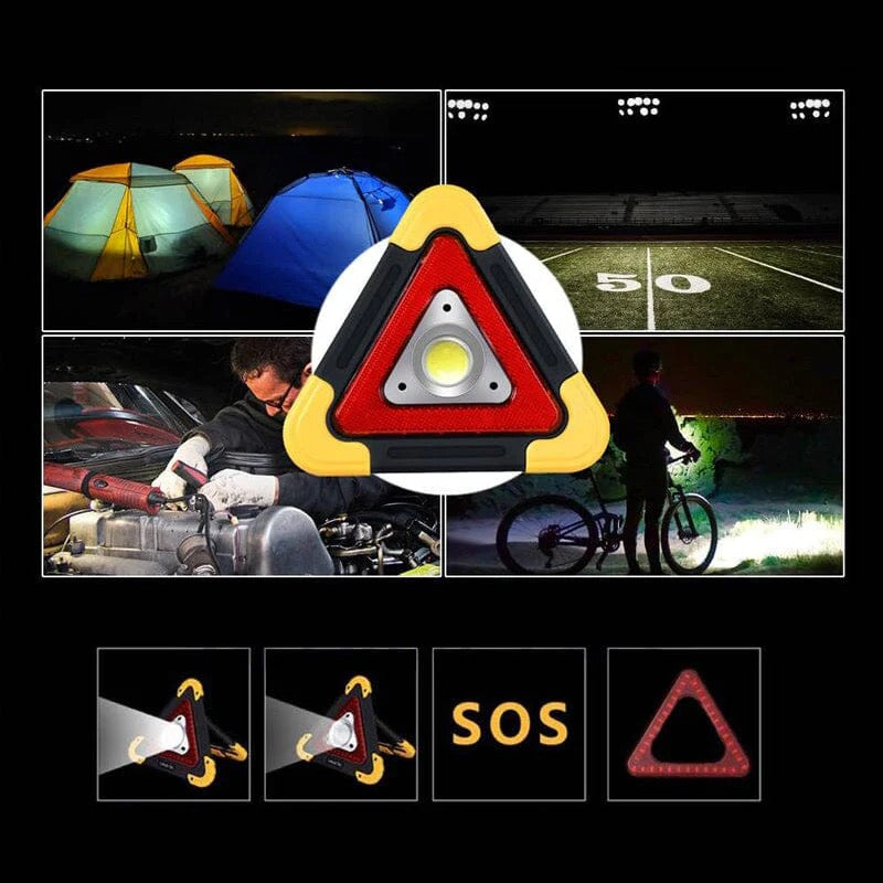Triangle de signalisation LED 2-en-1 à énergie solaire
