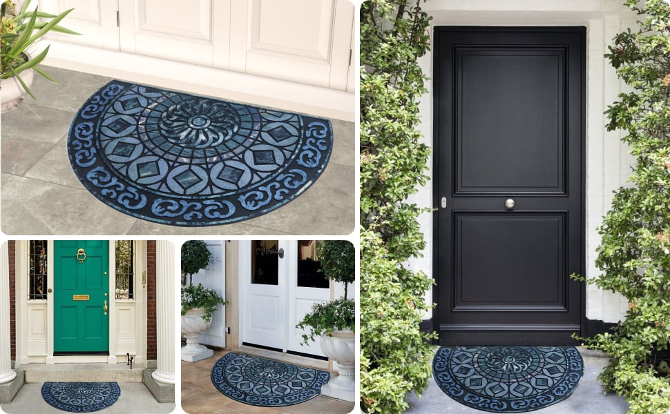 Tapis d'entrée demi-lune style bohème – Antidérapant & Doux