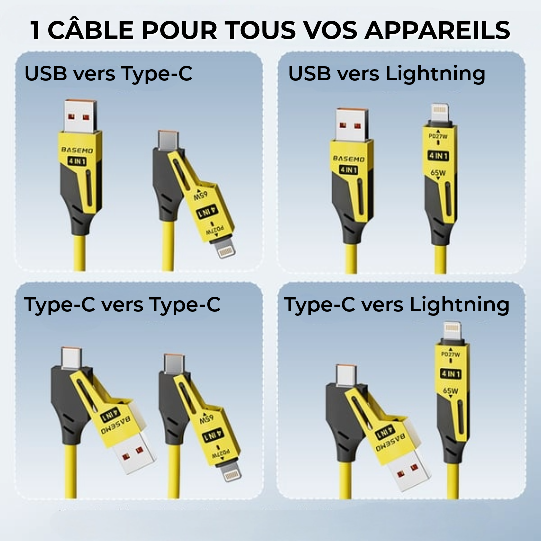 Chargeur Rétractable 4-en-1 | 150 cm