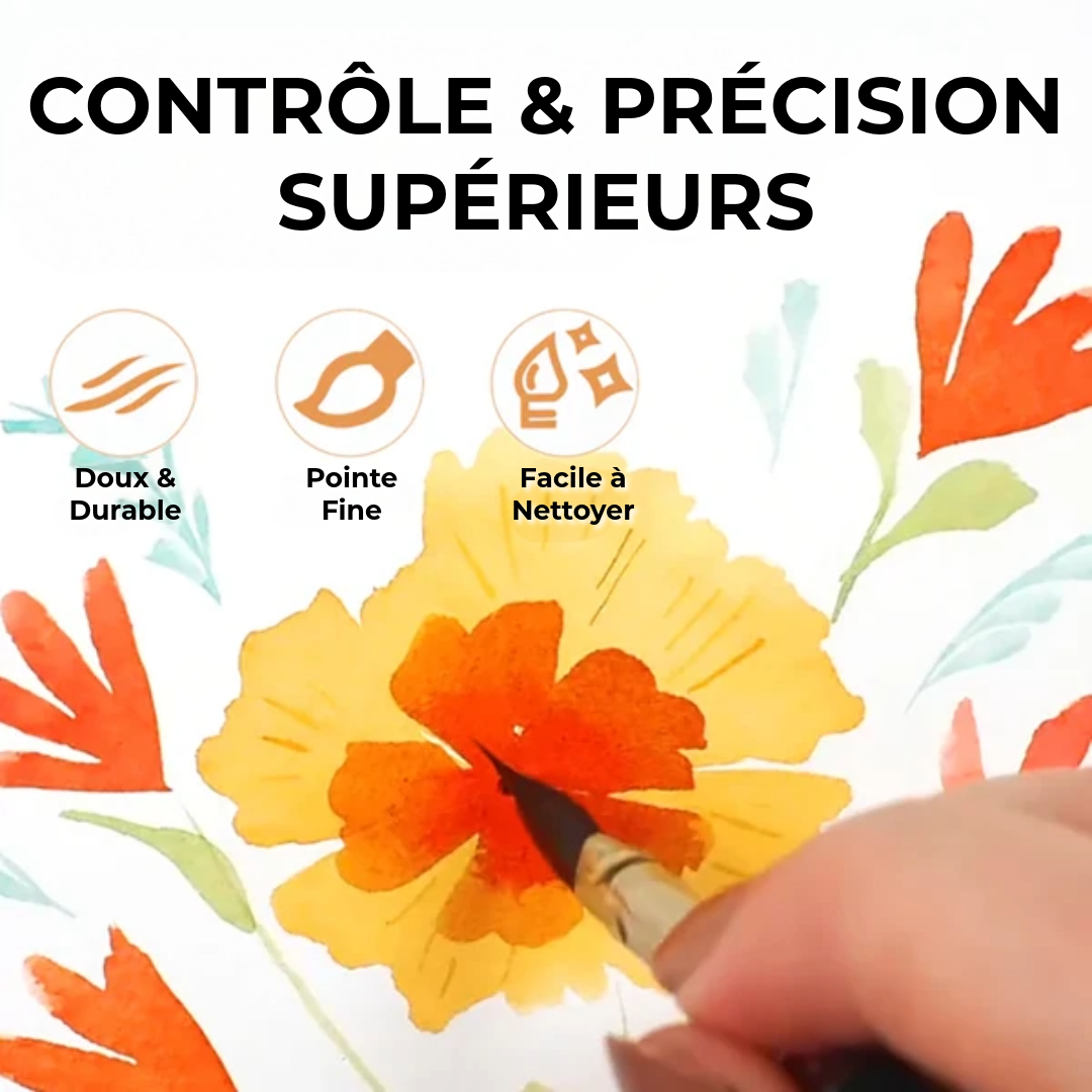 Pinceaux Aquarelle de Précision Professionnelle | 4 Pièces