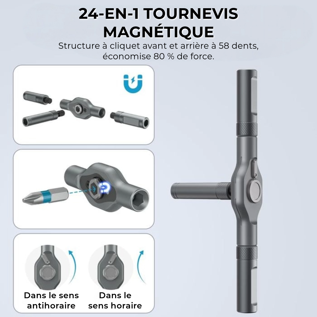 Ensemble de Tournevis Magnétique Professionnel 24-en-1