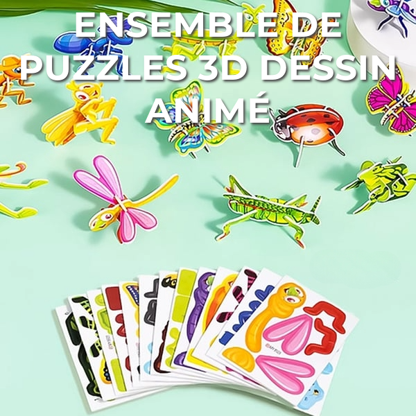 Set de puzzle 3D dessin animé | 25 puzzles