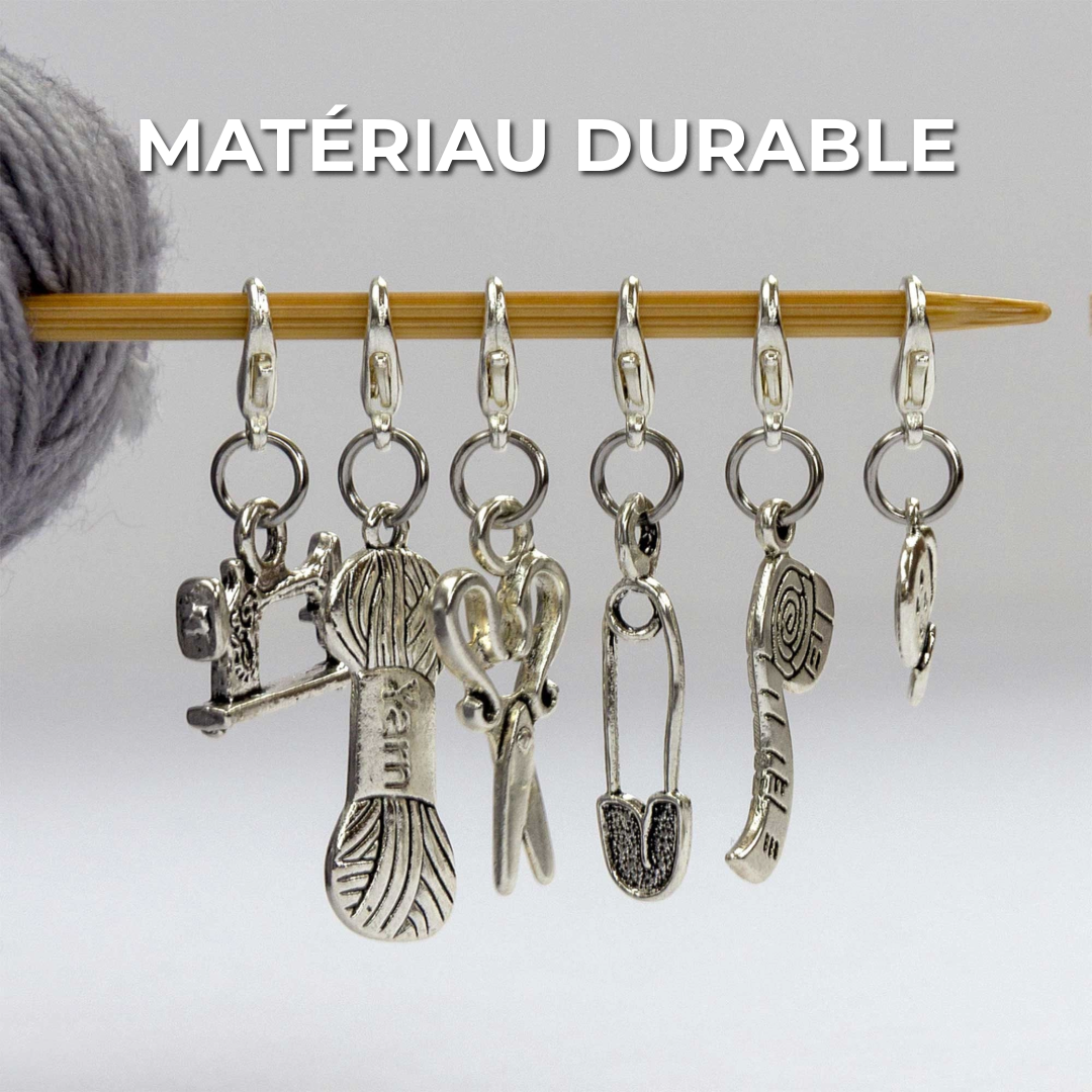 Marqueurs de mailles au crochet et au tricot | 6 pièces + épingle de sécurité