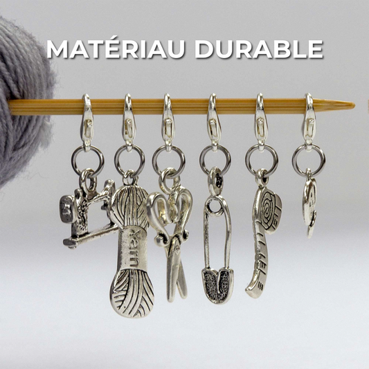 Marqueurs de mailles au crochet et au tricot | 6 pièces + épingle de sécurité
