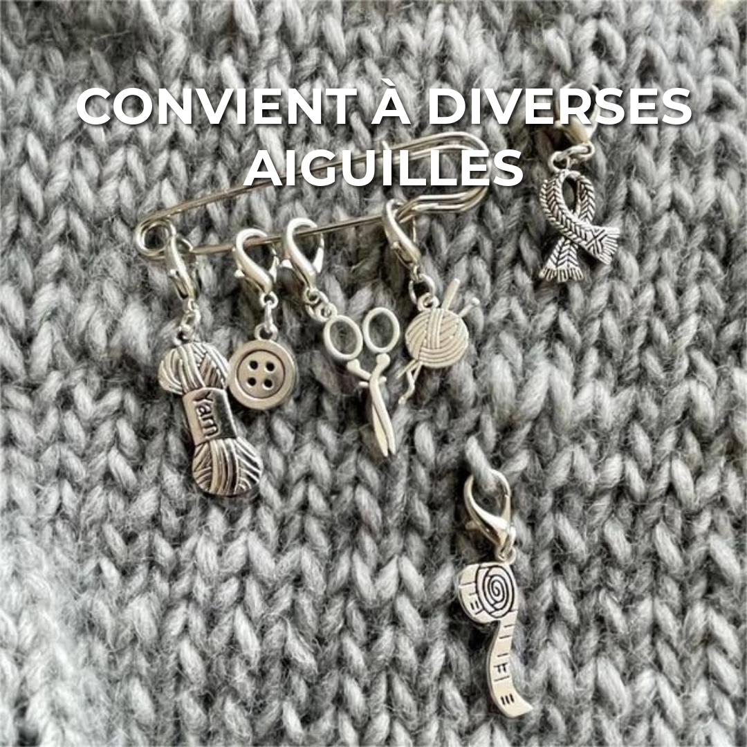 Marqueurs de mailles au crochet et au tricot | 6 pièces + épingle de sécurité