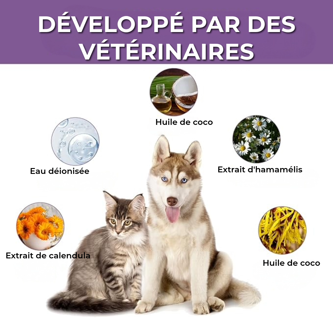 Nettoyant auriculaire profond pour animaux