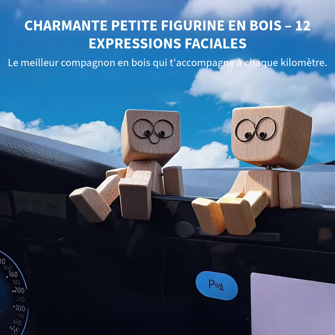 Charmant personnage en bois – 12 expressions faciales