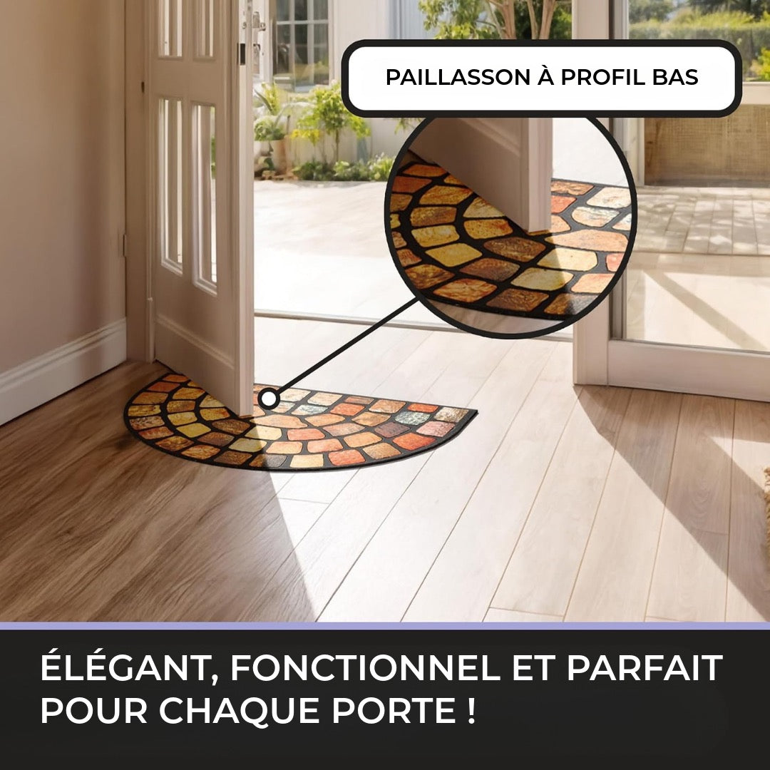 Tapis d'entrée demi-lune style bohème – Antidérapant & Doux